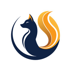 Poster - A sophisticated fox logo design on a white background, showcasing a minimalist representation of the animal, Sophisticated logo with a minimalist representation of a pet's tail