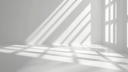 Aufkleber - Abstract white studio background for product presentation Empty gray room with shadows of window Display product with blurred backdrop : Generative AI