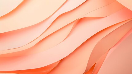 Poster - Abstract colored paper texture background Minimal paper cut composition with layers of geometric shapes and lines in peach color background Top view : Generative AI