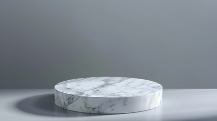 Aufkleber - Empty marble podium for product display on gray background top view : Generative AI