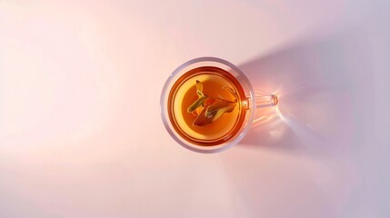 Poster - Creative layout made of cup of herbal tea on a white background Top view : Generative AI