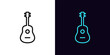 Outline guitar icon, with editable stroke. Acoustic guitar sign and ukulele silhouette. Guitar live music and performance, guitar play party, musical festival, acoustic music instrument. Vector icon