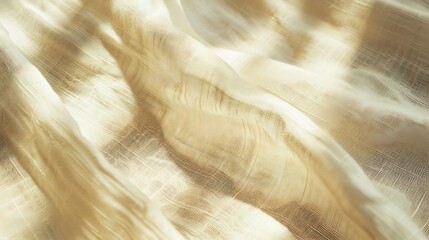 Aufkleber - Aesthetic neutral beige linen texture background with a soft abstract sunlight shadows and folds : Generative AI