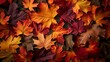© Generative AI - Creative layout of colorful autumn leaves Flat lay Season concept : Generative AI