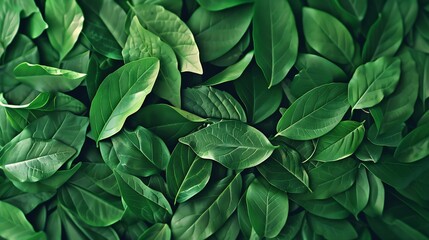 Aufkleber - Creative layout made of green leaves Flat lay Nature background : Generative AI