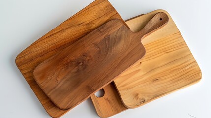 Aufkleber - Creative layout of cutting boards on a white background Round Cutting Board and Square Cutting Board : Generative AI