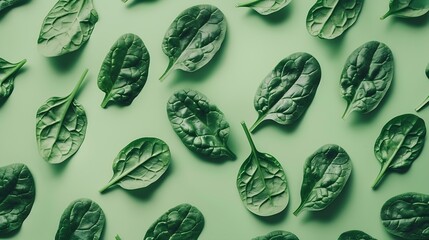 Wall Mural - Creative layout made of spinach Flat lay Food concept Macro concept : Generative AI