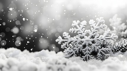 Aufkleber - Monochromatic Christmas Abstract Evergreen Graphic with Snowy Texture
