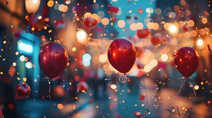 Poster - Captivating of Vibrant Bokeh and Shimmering Balloons for Joyous New Year 2025