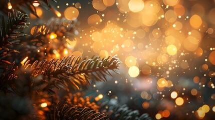 Poster - Glittering New Year 2025 with Festive Tree Lights and Cozy Winter Atmosphere