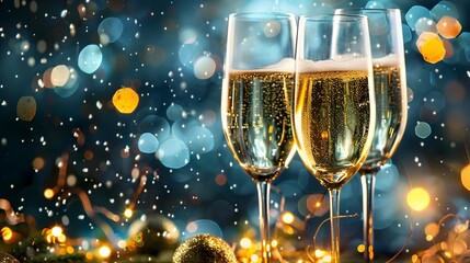 Aufkleber - Sparkling Champagne Flutes Heralding the New Year 2025