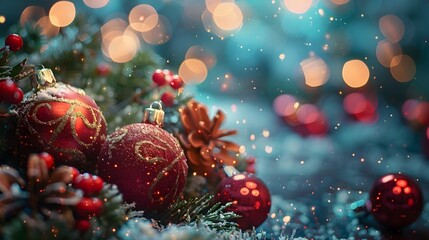 Poster - Glittering New Year s Eve with Shimmering Ornaments and Sparkling Lights on a Festive Tree