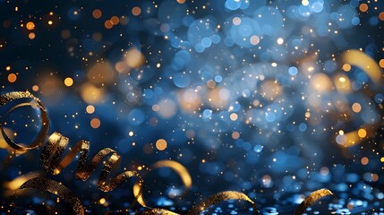Poster - Captivating Blue and Gold Confetti for Glittering New Year 2025