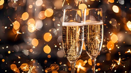 Aufkleber - Sparkling Champagne Flutes Ushering in the New Year
