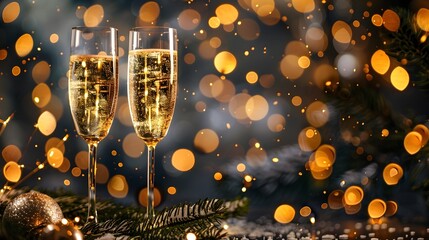 Aufkleber - Elegant Champagne Toast for Glamorous New Year s Eve Party