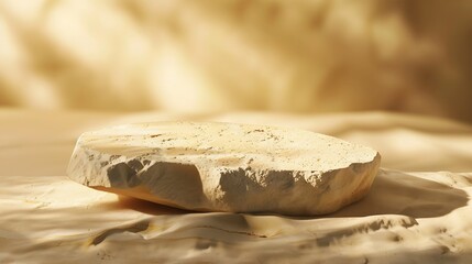 Aufkleber - Beige concept product display podium Rock Stone with blurred background with sunlight shadow : Generative AI