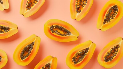 Wall Mural - Creative layout made of papaya fruit  Flat lay Food concept : Generative AI