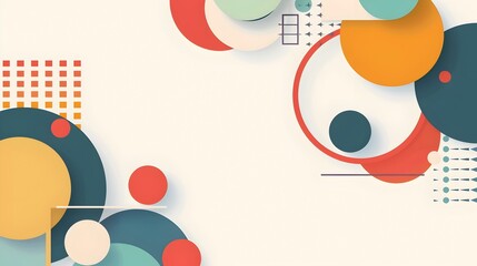Aufkleber - Abstract Geometric Backdrop with Overlapping Shapes and Vibrant Color Scheme in Minimal Flat Design Composition