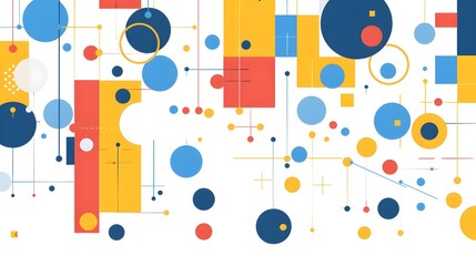 Aufkleber - Vibrant Geometric Abstract Backdrop with Overlapping Shapes and Vibrant Color Scheme