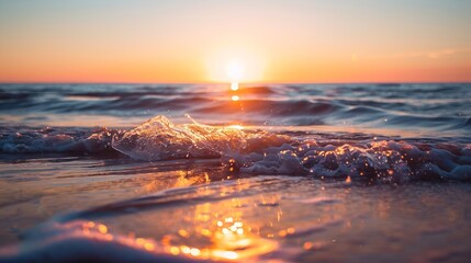 Aufkleber - Sunset at the Baltic Sea Beach : Generative AI