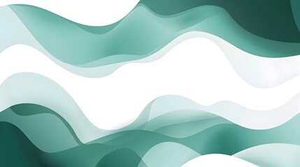 Aufkleber - Green and Teal Fluid Shapes in Elegant Minimalist Composition on White Background Stylish Abstract Geometric Graphic Template with Generous Negative