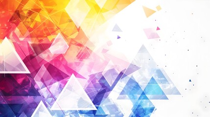 Fototapete - Vibrant Kaleidoscopic Abstract Geometric Background with Interlocking Triangles and Copyspace for Graphic Design Digital and Imagery