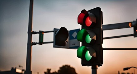 Wall Mural - Traffic light in the city.