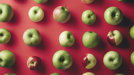 Poster - Creative layout made of green and red apples Flat lay Food concept : Generative AI