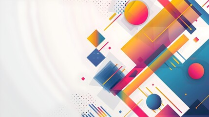 Aufkleber - Colorful Geometric Abstract Shapes and Patterns on Minimal White Background