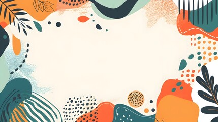 Aufkleber - Vibrant Geometric Abstract Background with Textured Organic Shapes and Balanced Negative Space for Copy or Design Elements