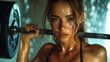 © vidkit - a woman lifting weights in the gym.