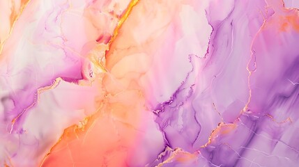Poster - Smooth marble photography backdrop light pink purple and orange hue abstract background surface for food or product presentation : Generative AI
