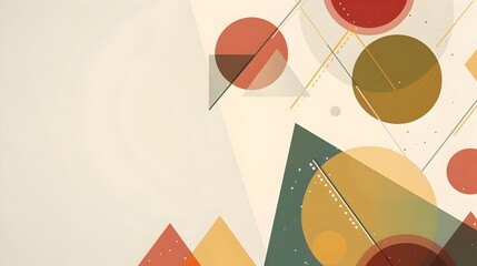 Poster - Overlapping Geometric Shapes in Earthy Tones on White Backdrop for Versatile Design Template with Generous Copyspace
