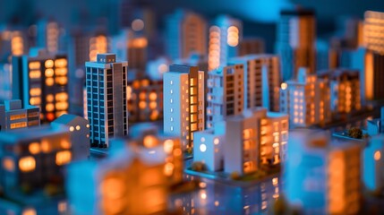 A miniature city on the table The layout of the block for designing with a residential building Layout of residential development : Generative AI