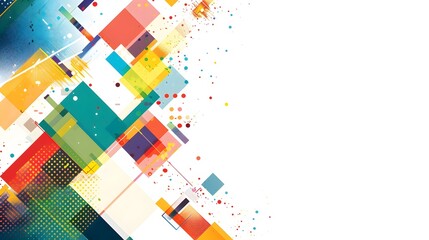 Fototapete - Captivating Geometric Abstract Background with Vibrant Overlapping Patterns and Defined Copyspace