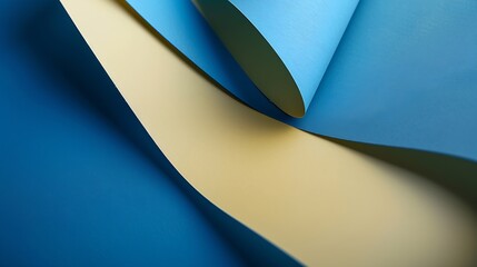 Poster - Layout of colorful cardboard sheets in blue and yellow shades : Generative AI