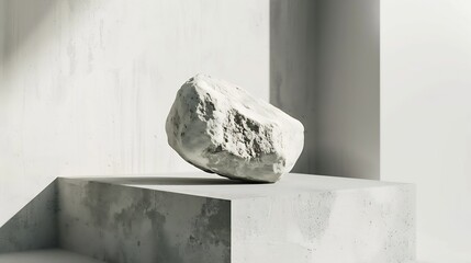 Poster - Minimal background for branding and product presentationnatural stone for product display on grey backgroundcopy spaceadvertising and sale concept : Generative AI