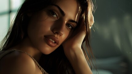 Poster - Sample photo gallery of beautiful woman shown on mobile phone : Generative AI