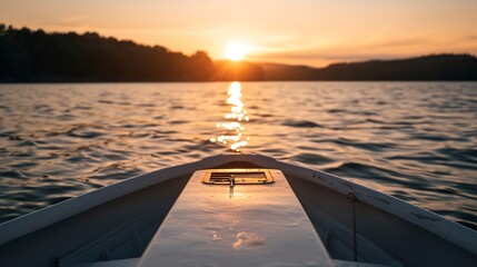 Aufkleber - photo of a sunset view on a lake on a boat that can be used as a background : Generative AI
