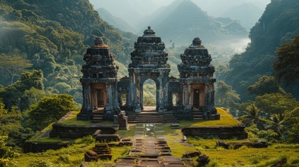 Wall Mural - The M�?Sơn ruins in Vietnam remnants of Hindu temples constructed between the 4th and 14th centuries by the Champa Kingdom nestled in a lush valley.