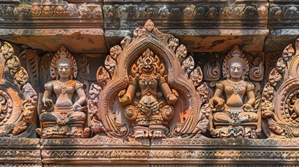 Wall Mural - The Banteay Srei temple in Cambodia celebrated for its intricate carvings in pink sandstone often considered the jewel of Khmer art and architecture.