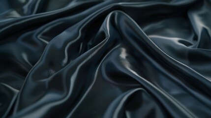 Poster - Blurred black silk fabric Iridescent and shining like a star in the night sky It has a taffetalike body but a smooth surface that creates a subtle sheen : Generative AI