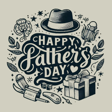 Free Vector Happy Father's day lettering white background generative Ai