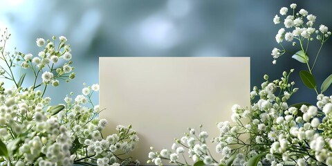 Poster - Feminine wedding stationery mockup with blank card Gypsophila flowers empty space. Concept Wedding Stationery, Gypsophila Flowers, Feminine Design, Mockup, Blank Card