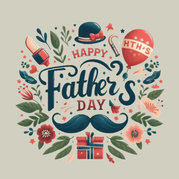 Free Vector Happy Father's day lettering white background generative Ai