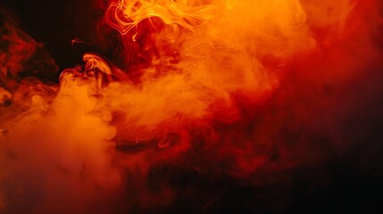 Poster - Orange and red steam on a black background Copy space : Generative AI