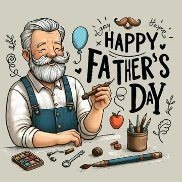 Free Vector Happy Father's day lettering white background generative Ai