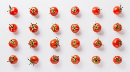 Wall Mural - Creative layout made of tomato on the white background Flat lay Food concept Tomato on the white background : Generative AI