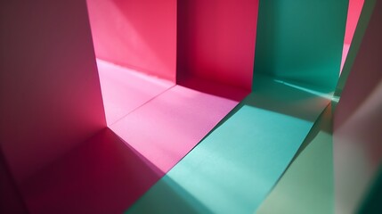 Poster - Layout of colorful carton sheets in pink and green shades : Generative AI