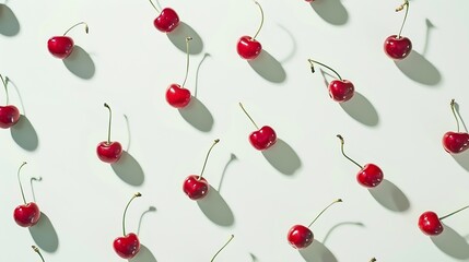 Poster - Creative layout made of cherry on the white background Flat lay Macro concept : Generative AI